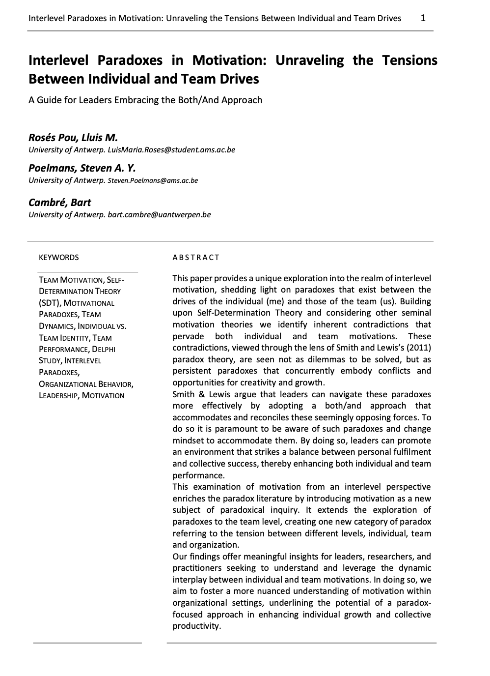 Interlevel Paradoxes in Motivation Scientific Paper 2